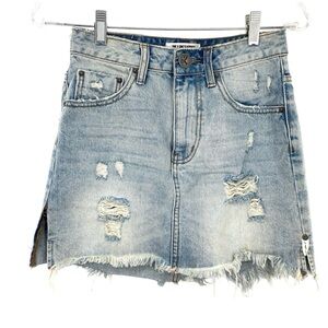 One x Oneteaspoon Denim Mini Skirt Distressed Size 25